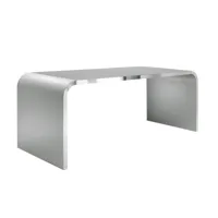 müller möbelfabrikation - bureau / table highline m10 180x80cm - aluminium blanc ral9006/satin fini/tableau bord en acier inoxydable poli/lxpxh 180x80