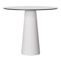 moooi - table de jardin ø90cm container - blanc/laminate 1,2cm/bordure noire/structure blanc ral 9016 h71cm x ø30cm