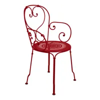 fermob - chaise avec accoudoirs de jardin 1900 - rouge coquelicot/lisse/lxhxp 53x90x45cm/résistant aux uv
