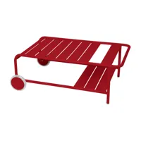 fermob - table de jardin basse à roulettes - piment/texturé/lxlxh 105x65x39cm/résistant aux uv
