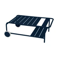 fermob - table de jardin basse à roulettes - bleu abîme/lisse/lxlxh 105x65x39cm/résistant aux uv