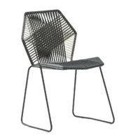 moroso - chaise tropicalia - quartz noir/siège polymère/structure acier inoxydable/lxhxp 54x81x56cm