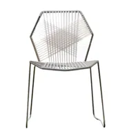 moroso - chaise tropicalia - quartz blanc/siège polymère/structure acier inoxydable/lxhxp 54x81x56cm