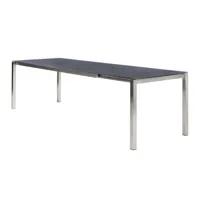 jan kurtz - table de jardin avec allonges lux excell - noir/piètement en acero inoxydable/dessus de table en céramique/lxpxh 200/260x90x72cm/avec 1 pl