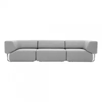 softline - canapé 3 places noa sofa - clair gris/étoffe vision 445/lxhxp 294x68x98cm/structure chrome