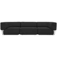 softline - canapé 3 places noa sofa - noir/kaki/étoffe vision 443/lxhxp 294x68x98cm/structure chrome