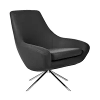 softline - fauteuil noomi lounge - anthracite/étoffe feutre 623/lxhxp 84x90x71cm/structure chrome
