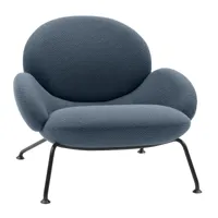 softline - fauteuil baixa - bleu/étoffe kvadrat remix 2 762/lxhxp 85x71x90cm/structure acier laqué noir