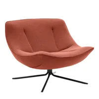 softline - fauteuil pivotant vera - orange saumon/étoffe kvadrat remix 632/structure acier laqué noir/lxhxp 96x71x85cm