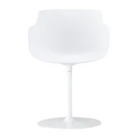 mdf italia - flow slim - fauteuil pied central pivotant - blanc/assise blanc/pxhxp 55x76,4x54cm/structure laqué blanc brilliant