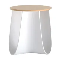 mdf italia - sag - tabouret/table d'appoint - blanc/bambou/siège bambou/h 43cm / ø 40cm/structure polyuréthane blanc