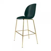 gubi - beetle bar chair - tabouret de bar laiton 118cm - vert/siège plastique de polypropylène/pxhxp 56x118x58cm/structure laiton/patins en plastique