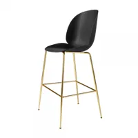 gubi - beetle bar chair - tabouret de bar laiton 118cm - noir/siège plastique de polypropylène/pxhxp 56x118x58cm/structure laiton/patins en plastique