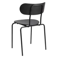 gubi - chaise de salle à manger coco - frêne noire teinté/laqué mat/lxpxh 50x53x81cm/avec patins en plastique/structure métal noir ral 9005 mat laqué