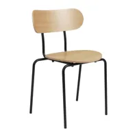 gubi - chaise de salle à manger coco - chêne laqué/lxpxh 50x53x81cm/avec patins en plastique/structure métal noir ral 9005 mat laqué