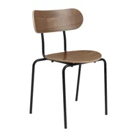 gubi - chaise de salle à manger coco - noyer laqué/lxpxh 50x53x81cm/avec patins en plastique/structure métal noir ral 9005 mat laqué