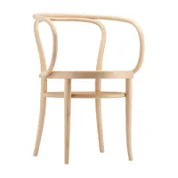 thonet - chaise avec accoudoirs 209 pure materials - frêne/laqué avec vernis naturel/siege clayonnage en roseaux avec renfort/avec patins en plastique