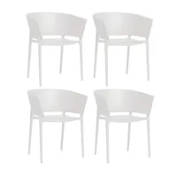 vondom - kit de 4 fauteuils africa - blanc/mat/lxhxp 58x75x53cm