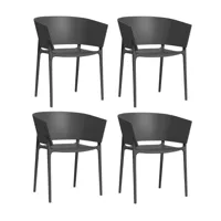 vondom - kit de 4 fauteuils africa - noir/mat/lxhxp 58x75x53cm