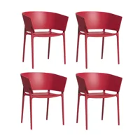 vondom - kit de 4 fauteuils africa - rouge/mat/lxhxp 58x75x53cm