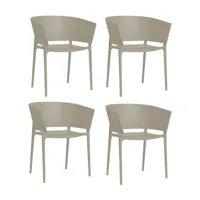 vondom - kit de 4 fauteuils africa - ecru/mat/lxhxp 58x75x53cm