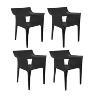 vondom - kit de 4 fauteuils pedrera - noir/lxhxp 58x83x62cm/pour interieur et exterieur