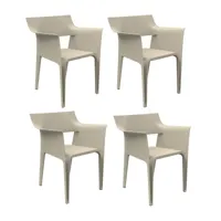 vondom - kit de 4 fauteuils pedrera - ecru/lxhxp 58x83x62cm/pour interieur et exterieur
