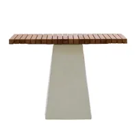 gervasoni - table de jardin inout 35 89.5x89.5x71cm - teck/plaque teck/pied central: 40x40cm/pied central céramique blanche