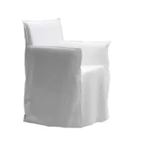 gervasoni - chaise avec accoudoirs ghost 25 - blanc/tissu lino bianco/lxhxp 57x81x56cm/housse amovible