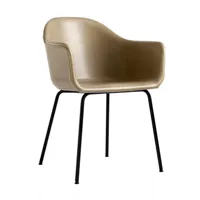 audo - chaise avec accoudoirs harbour cuir - marron/cuir /pxhxp 59x81x57cm/structure acier noir