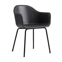 audo - chaise avec accoudoirs harbour cuir - noir/cuir /pxhxp 59x81x57cm/structure acier noir
