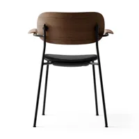 audo - chaise avec accoudoirs co dining cuir - chêne foncé/noir/teinté/pxhxp 58x75x45.5cm/structure acier laqué noir