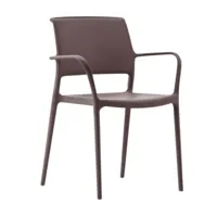 pedrali - chaise de jardin avec accoudoirs ara 315 - marron/hxlxp 83x59.5x56cm/pour une utilisation intérieure et extérieure