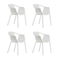 pedrali - set de 4 chaises avec accoudoirs tatami 306 - blanc/uv-résistant/hxlxp 78x58x61.5cm/100% recyclable