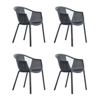 pedrali - set de 4 chaises avec accoudoirs tatami 306 - anthracite/uv-résistant/hxlxp 78x58x61.5cm/100% recyclable