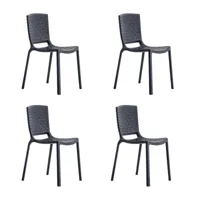 pedrali - set de 4 chaises de jardin tatami 305 - anthracite/uv-résistant/100% recyclable