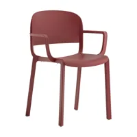 pedrali - chaise de jardin avec accoudoirs dome 265 - rouge/hxlxp 81x58x53cm