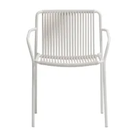 pedrali - chaise de jardin avec accoudoirs tribeca 3665 - blanc/pvc extruido con núcleo de nylon/hxlxp 76.5x59x51.5cm/structure tubulaire en acier pei