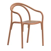 pedrali - chaise avec accoudoirs soul 3746 - terracotta/surface d’assise teck/lxhxp 57x81x53cm/structure aluminium revêtu par poudre sable