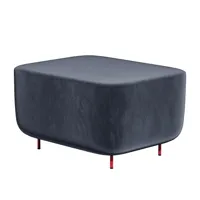 petite friture - pouf hoff 68x50x40cm - bleu-gris/étoffe harald 3 182/structure acier peinture epoxy rouge