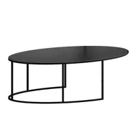zeus - table basse slim irony oval - noir cuivre sable effet/pxhxp 72x29x42cm/laqué époxy/châssis noir cuivre sable effet