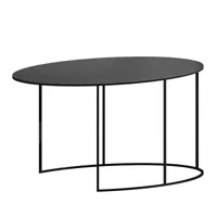 zeus - table basse slim irony oval - noir cuivre sable effet/pxhxp 86x42x54cm/laqué époxy/châssis noir cuivre sable effet