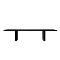 zeus - table tommaso 230x90cm - noir phosphaté/tôle d'acier/plateau de table 6cm/h 73cm/fixé avec cire d'abeille/structure démontable p50-55cm x p10cm