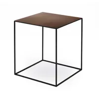 zeus - table d'appoint slim irony 41x41cm - rouille gaufré/pxhxp 41x46x41cm/laqué époxy/structure noir cuivre sable effet