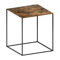 zeus - table d'appoint 41x41x46cm slim irony art - rouille/traitement de la rouille artistique/structure noir cuivre sable effet/laqué époxy/chaque pi