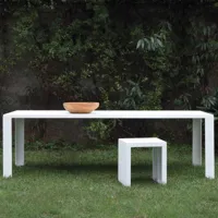 zeus - table de jardin big irony outdoor 200x90cm - blanc gaufriert/époxy peint/pxhxp 200x73x90cm/pour intérieur et extérieur