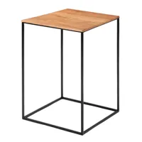 zeus - table d'appoint slim irony 31x31cm - naturel/vieux bois massif/pxhxp 31x64x31cm/laqué époxy/structure noir cuivre sable effet