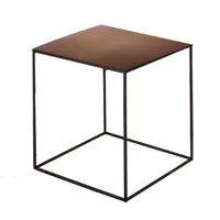 zeus - table d'appoint slim irony 31x31cm - rouille gaufré/pxhxp 31x46x31cm/laqué époxy/structure noir cuivre sable effet