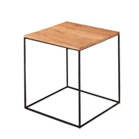 zeus - table d'appoint slim irony 31x31cm - naturel/vieux bois massif/pxhxp 31x46x31cm/laqué époxy/structure noir cuivre sable effet