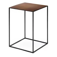 zeus - table d'appoint slim irony 31x31cm - rouille gaufré/pxhxp 31x64x31cm/laqué époxy/structure noir cuivre sable effet